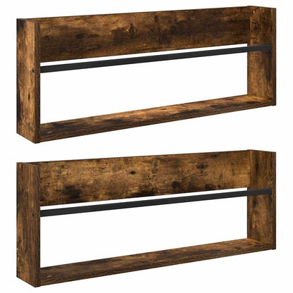 Magazine Rack 2 pcs Smoked Oak 80 x 12 x 30 cm Engineered Wood