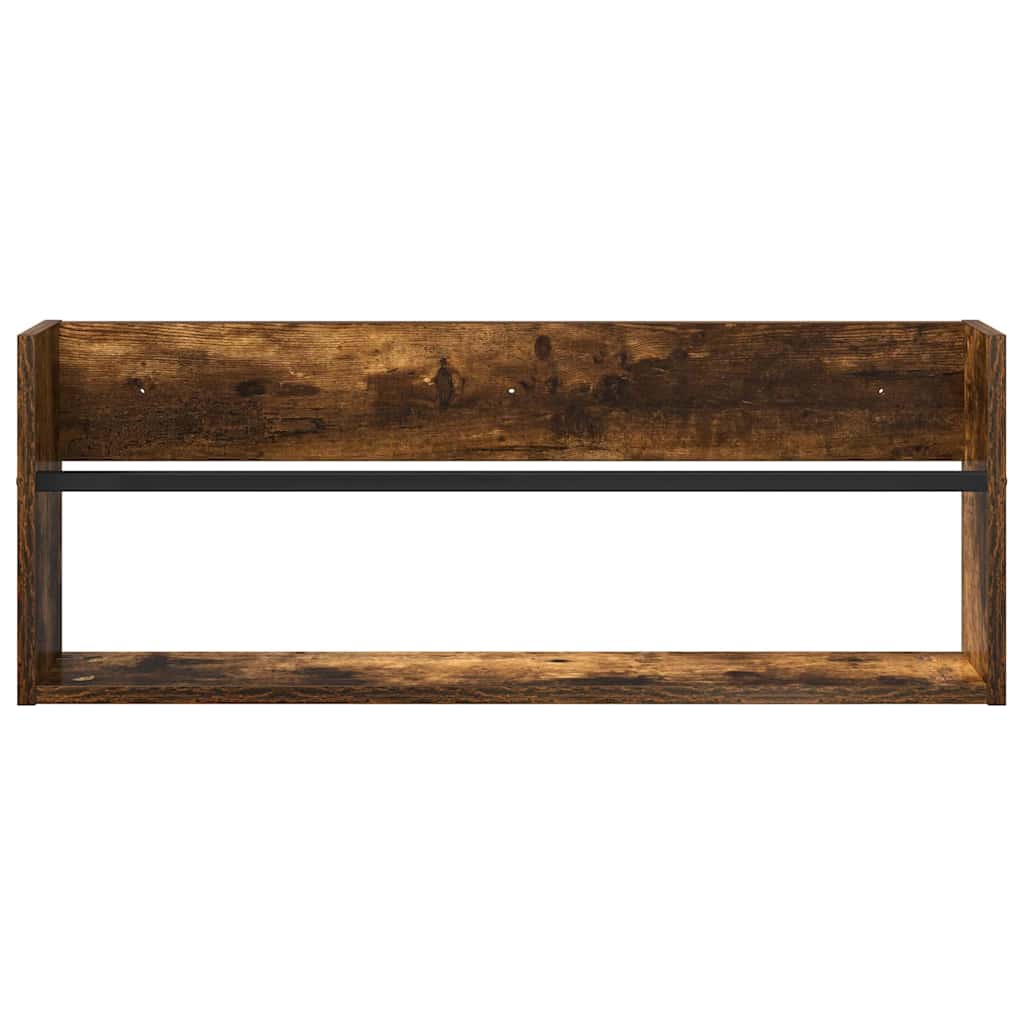 Magazine Rack 2 pcs Smoked Oak 80 x 12 x 30 cm Engineered Wood