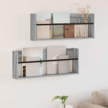 Magazine Rack 2 pcs Grey Sonoma 80 x 12 x 30 cm Engineered Wood