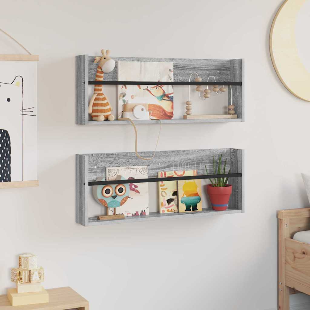 Magazine Rack 2 pcs Grey Sonoma 80 x 12 x 30 cm Engineered Wood