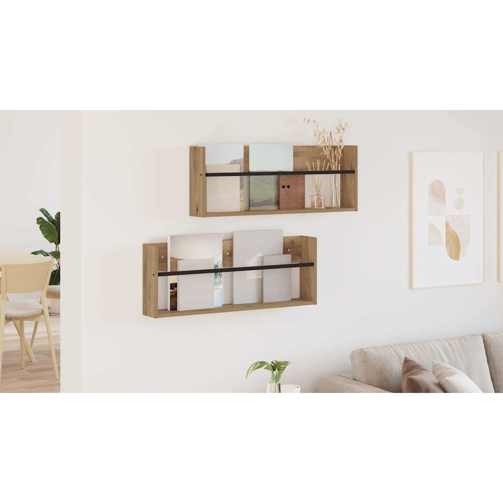 Magazine Rack 2 pcs Artisan Oak 80 x 12 x 30 cm Engineered Wood