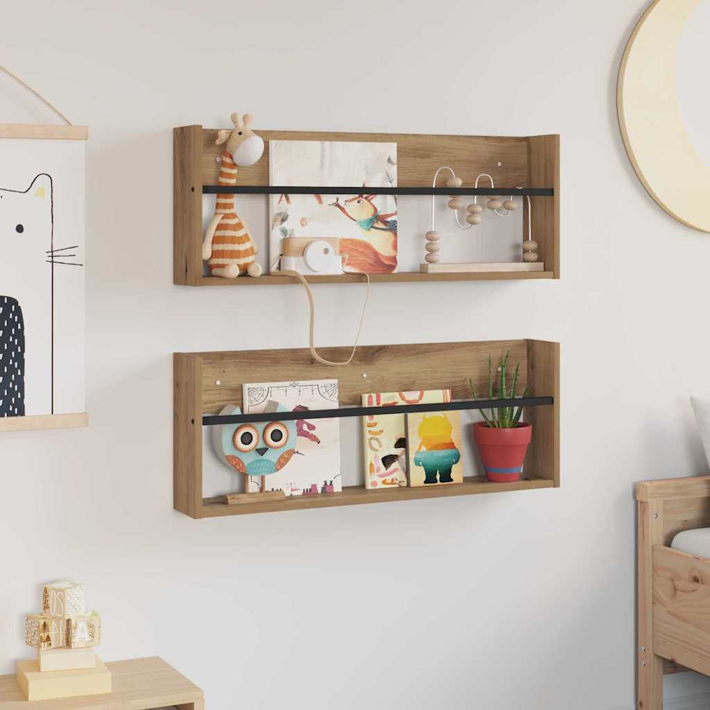 Magazine Rack 2 pcs Artisan Oak 80 x 12 x 30 cm Engineered Wood