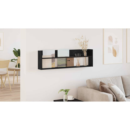 Magazine Rack Black Oak 100 x 12 x 30 cm Engineered Wood