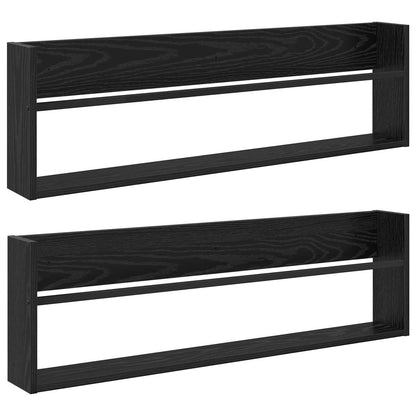 Magazine Rack 2 pcs Black Oak 100 x 12 x 30 cm Engineered Wood