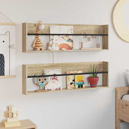 Magazine Rack 2 pcs Sonoma Oak 100 x 12 x 30 cm Engineered Wood