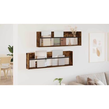 Magazine Rack 2 pcs Smoked Oak 100 x 12 x 30 cm Engineered Wood