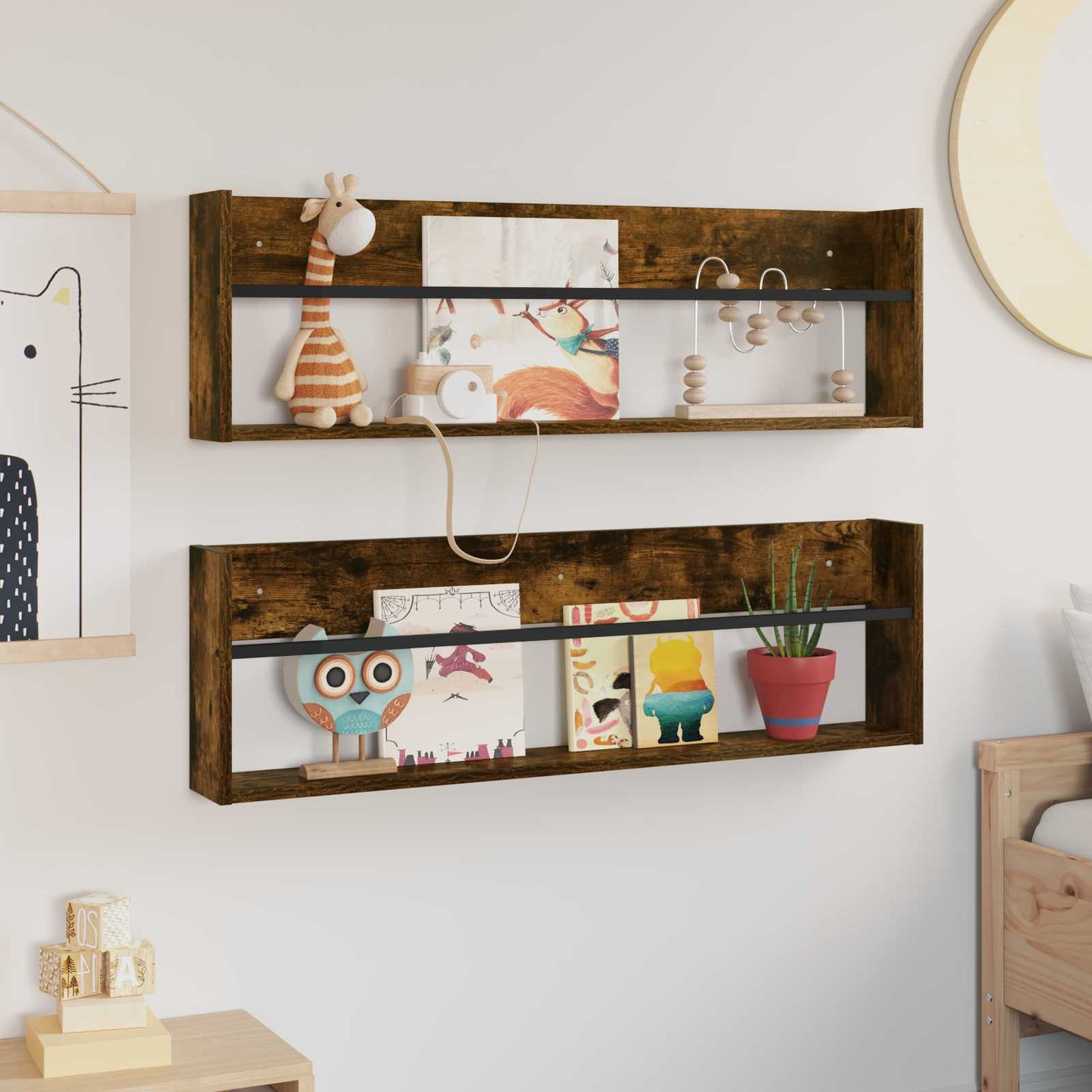 Magazine Rack 2 pcs Smoked Oak 100 x 12 x 30 cm Engineered Wood