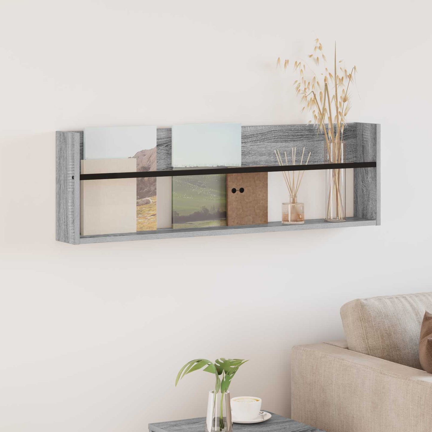 Magazine Rack Grey Sonoma 100 x 12 x 30 cm Engineered Wood