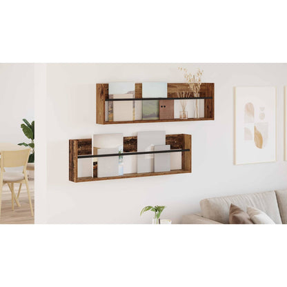Magazine Rack 2 pcs Old Wood 100 x 12 x 30 cm Engineered Wood
