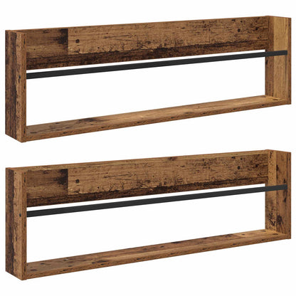 Magazine Rack 2 pcs Old Wood 100 x 12 x 30 cm Engineered Wood