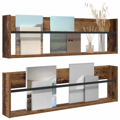 Magazine Rack 2 pcs Old Wood 100 x 12 x 30 cm Engineered Wood