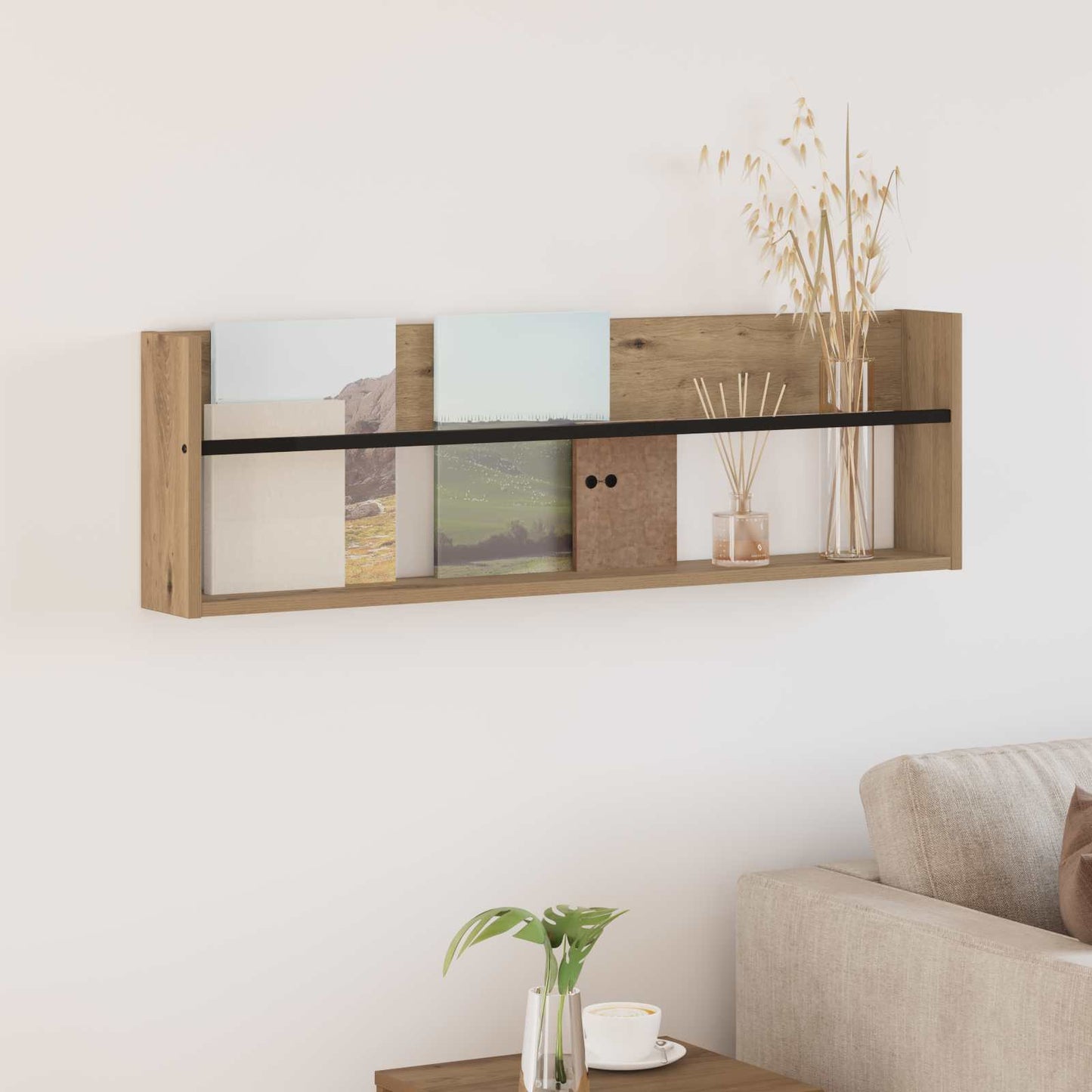 Magazine Rack Artisan Oak 100 x 12 x 30 cm Engineered Wood