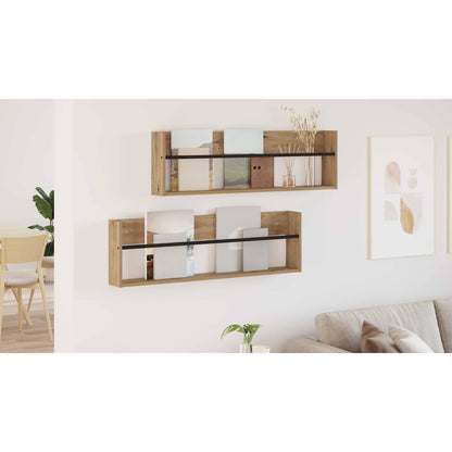 Magazine Rack with Shelf 2 pcs Artisan Oak 100 x 12 x 30 cm