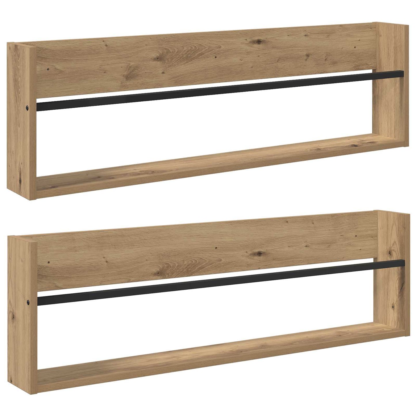 Magazine Rack with Shelf 2 pcs Artisan Oak 100 x 12 x 30 cm