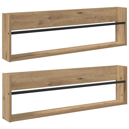 Magazine Rack with Shelf 2 pcs Artisan Oak 100 x 12 x 30 cm