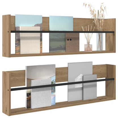 Magazine Rack with Shelf 2 pcs Artisan Oak 100 x 12 x 30 cm