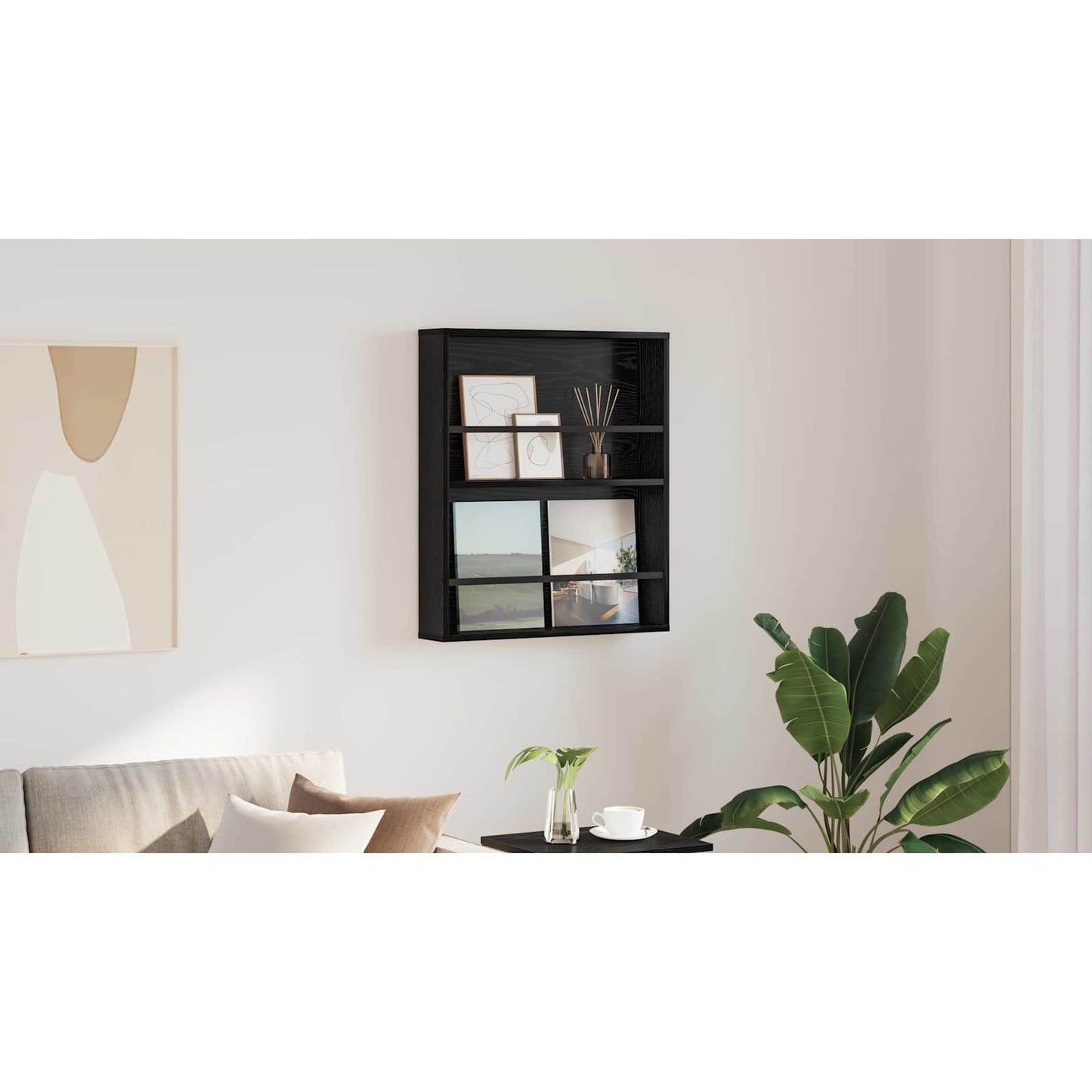 Magazine Rack Black Oak 60 x 12 x 70 cm Engineered Wood