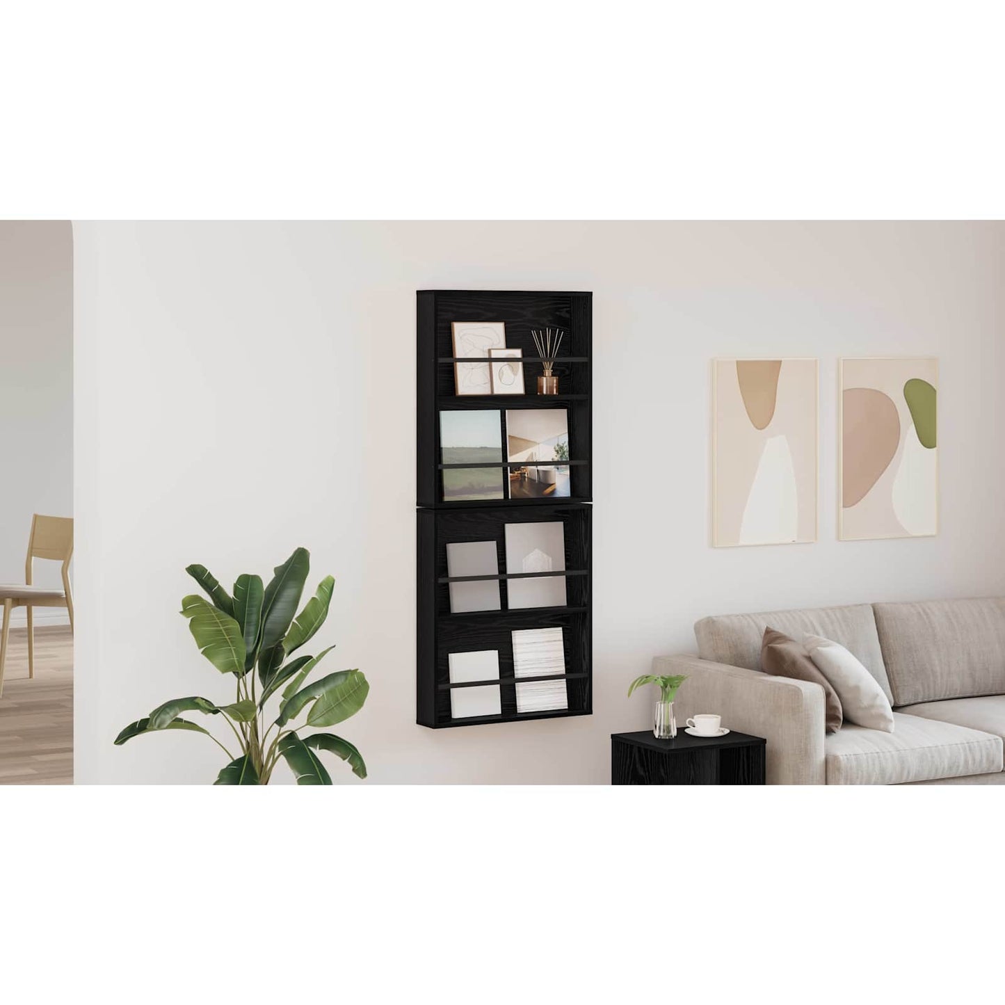 Magazine Rack 2 pcs Black Oak 60 x 12 x 70 cm Engineered Wood
