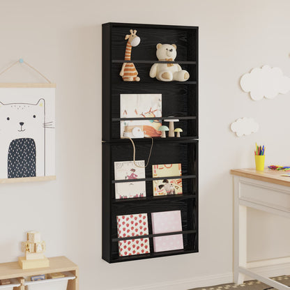 Magazine Rack 2 pcs Black Oak 60 x 12 x 70 cm Engineered Wood