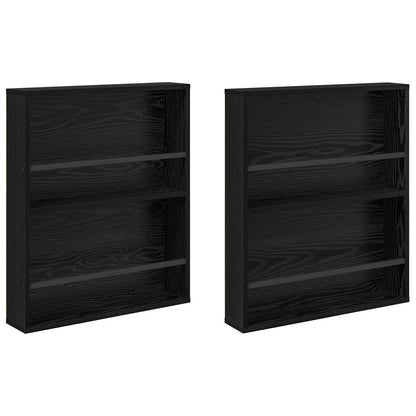 Magazine Rack 2 pcs Black Oak 60 x 12 x 70 cm Engineered Wood