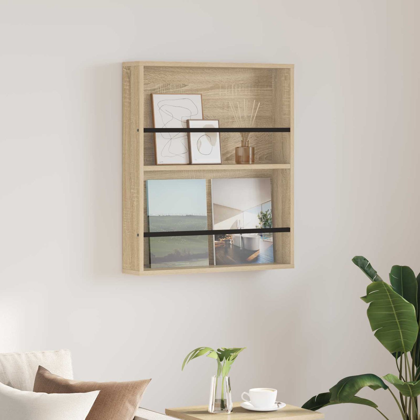 Magazine Rack Sonoma Oak 60 x 12 x 70 cm Engineered Wood