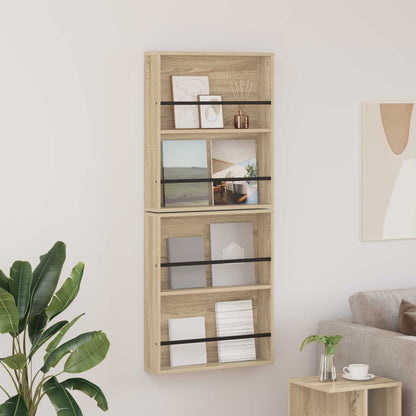 Magazine Rack 2 pcs Sonoma Oak 60 x 12 x 70 cm Engineered Wood