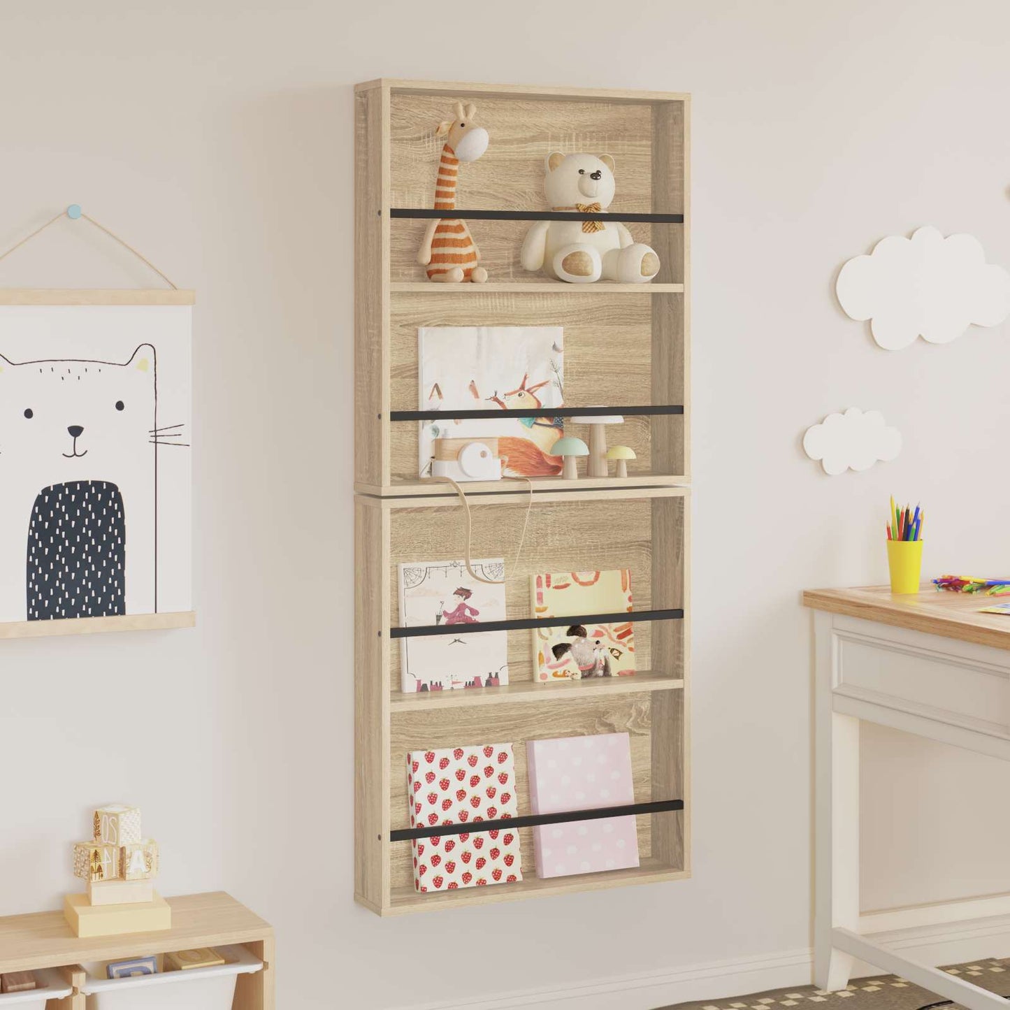 Magazine Rack 2 pcs Sonoma Oak 60 x 12 x 70 cm Engineered Wood