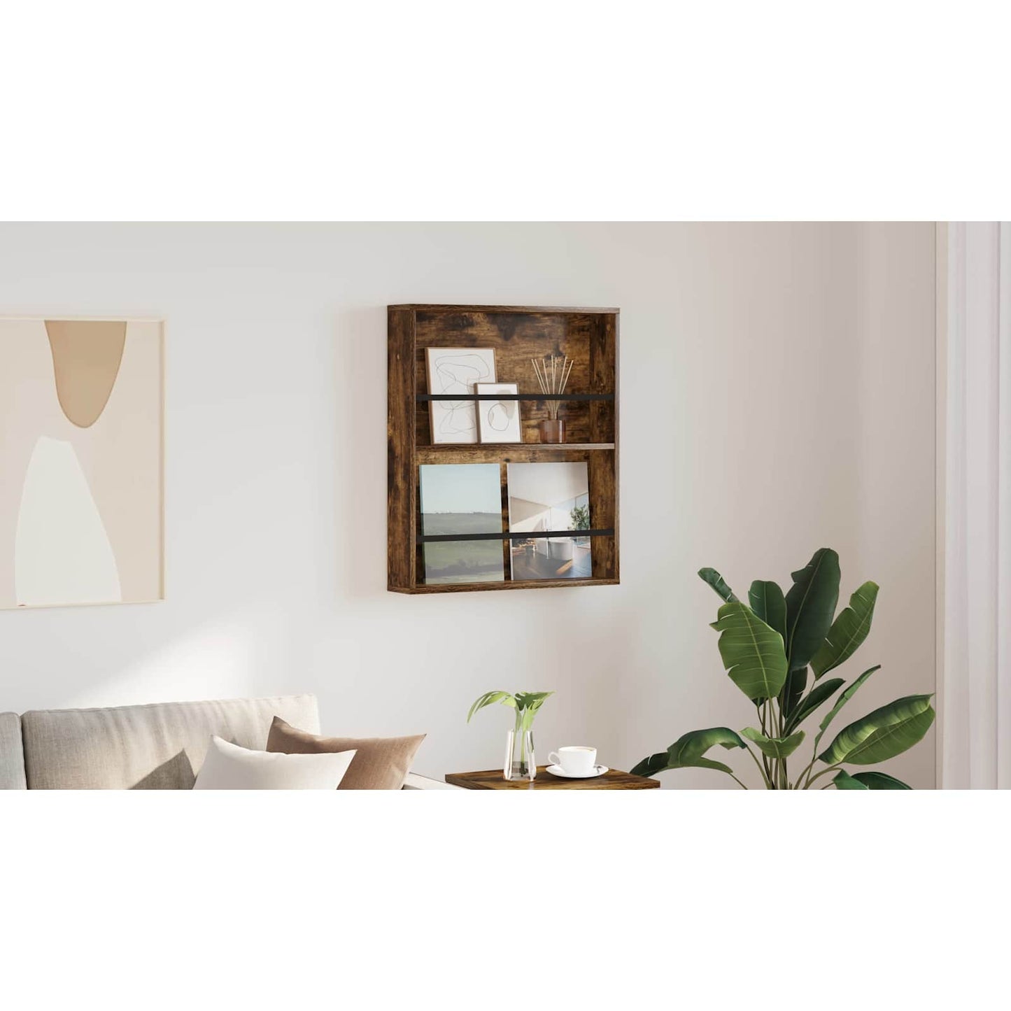 Magazine Rack Smoked Oak 60 x 12 x 70 cm Engineered Wood