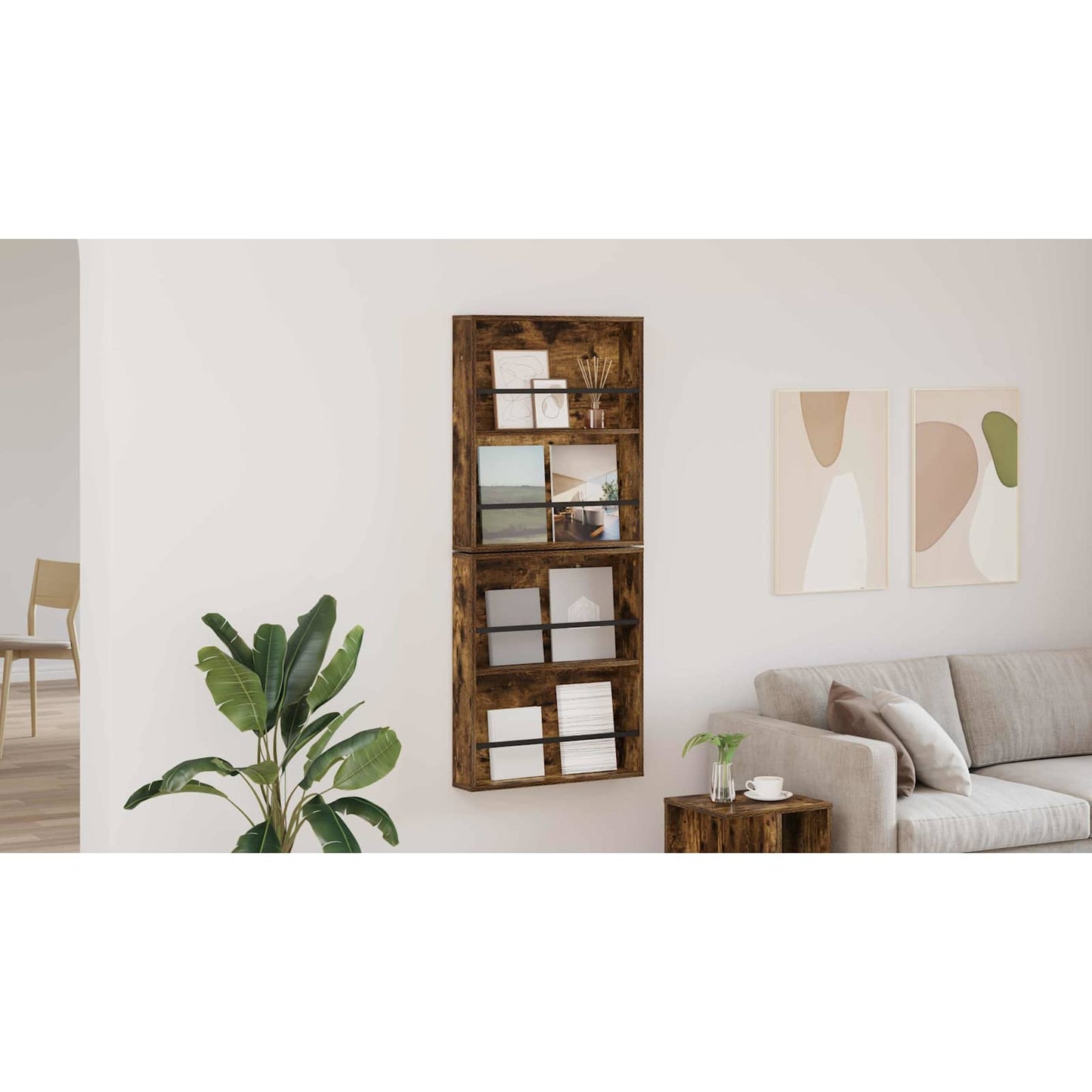 Magazine Rack 2 pcs Smoked Oak 60 x 12 x 70 cm Engineered Wood