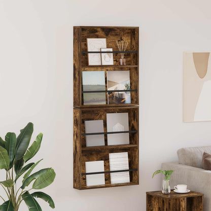 Magazine Rack 2 pcs Smoked Oak 60 x 12 x 70 cm Engineered Wood