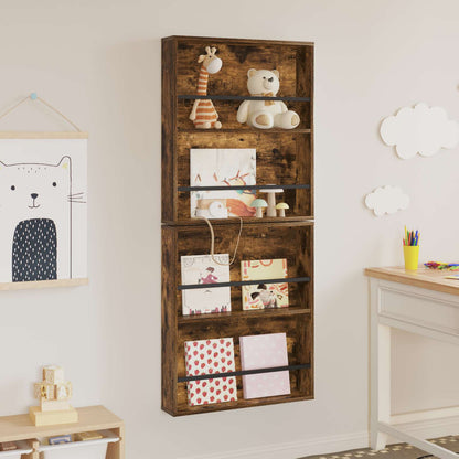 Magazine Rack 2 pcs Smoked Oak 60 x 12 x 70 cm Engineered Wood