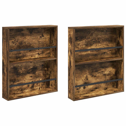 Magazine Rack 2 pcs Smoked Oak 60 x 12 x 70 cm Engineered Wood
