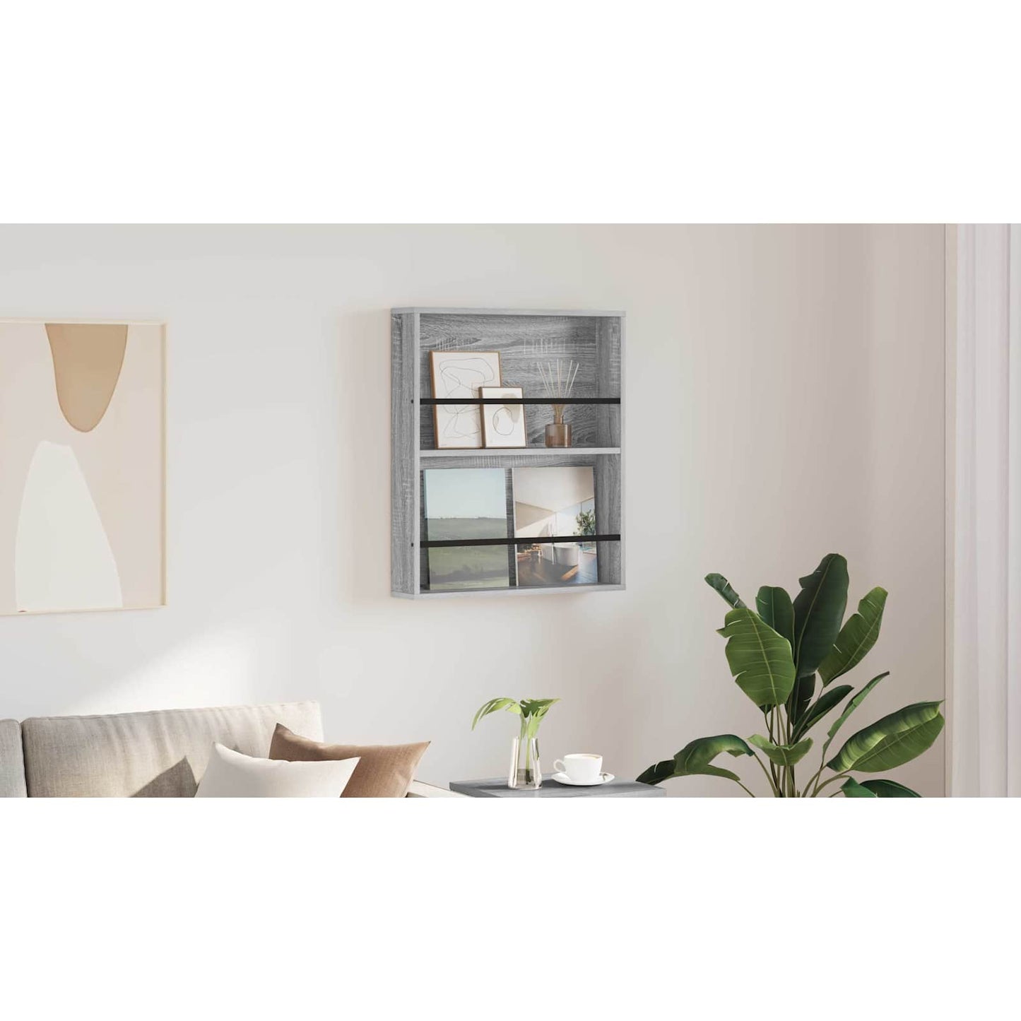 Magazine Rack Grey Sonoma 60 x 12 x 70 cm Engineered Wood