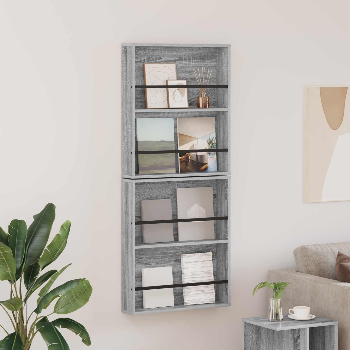 Magazine Rack 2 pcs Grey Sonoma 60 x 12 x 70 cm Engineered Wood