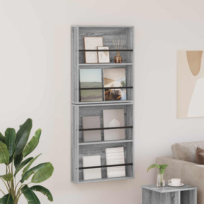 Magazine Rack 2 pcs Grey Sonoma 60 x 12 x 70 cm Engineered Wood