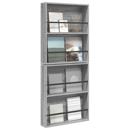 Magazine Rack 2 pcs Grey Sonoma 60 x 12 x 70 cm Engineered Wood