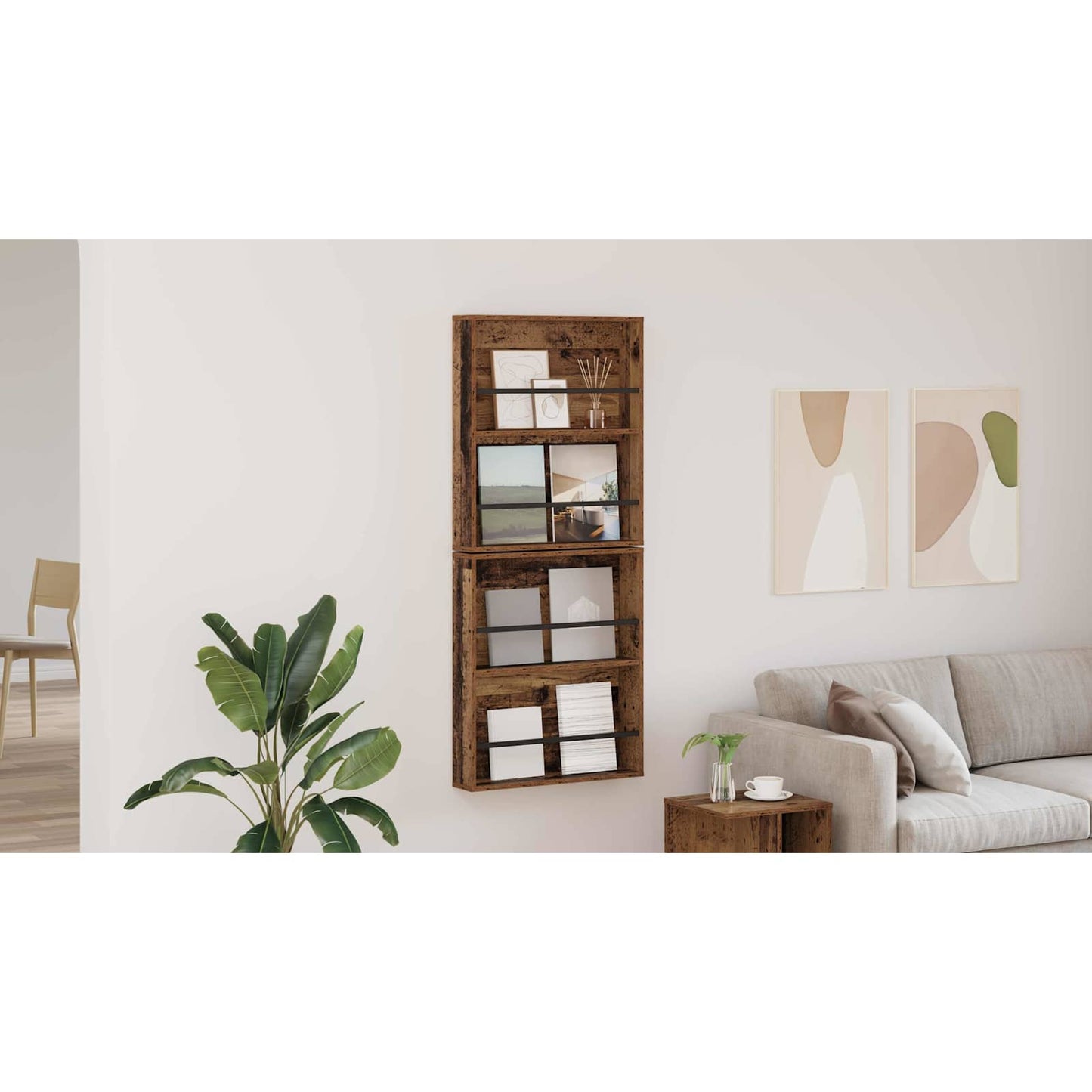 Magazine Rack 2 pcs Old Wood 60 x 12 x 70 cm Engineered Wood