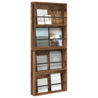 Magazine Rack 2 pcs Old Wood 60 x 12 x 70 cm Engineered Wood
