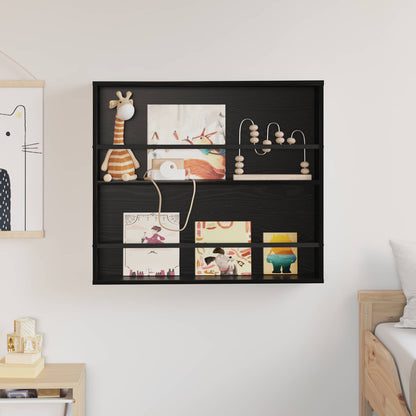 Magazine Rack Black Oak 80 x 12 x 70 cm Engineered Wood