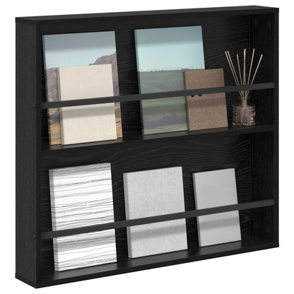 Magazine Rack Black Oak 80 x 12 x 70 cm Engineered Wood