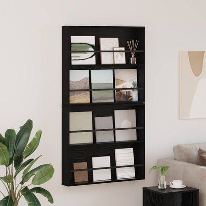 Magazine Rack 2 pcs Black Oak 80 x 12 x 70 cm Engineered Wood