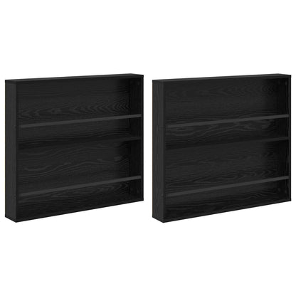 Magazine Rack 2 pcs Black Oak 80 x 12 x 70 cm Engineered Wood
