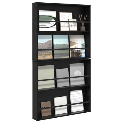 Magazine Rack 2 pcs Black Oak 80 x 12 x 70 cm Engineered Wood