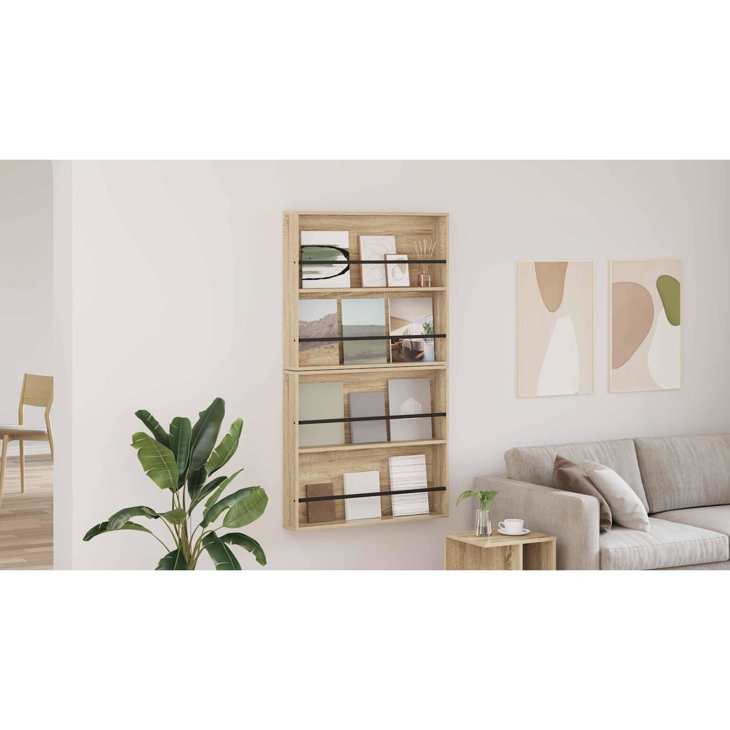 Magazine Rack 2 pcs Sonoma Oak 80 x 12 x 70 cm Engineered Wood