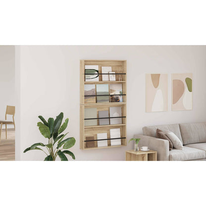 Magazine Rack 2 pcs Sonoma Oak 80 x 12 x 70 cm Engineered Wood