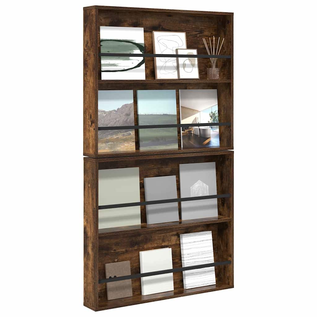 Magazine Rack 2 pcs Smoked Oak 80 x 12 x 70 cm Engineered Wood