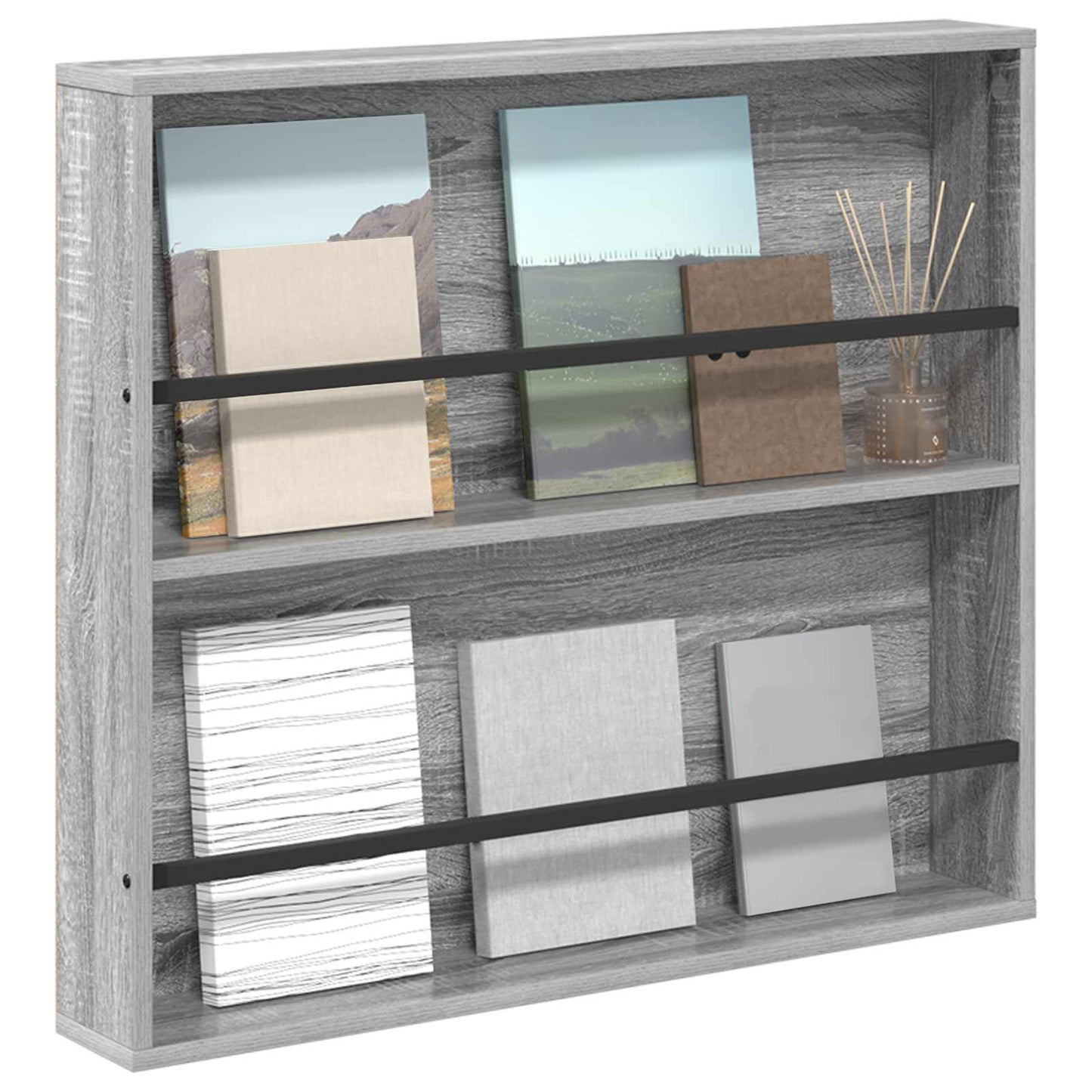 Magazine Rack Grey Sonoma 80 x 12 x 70 cm Engineered Wood