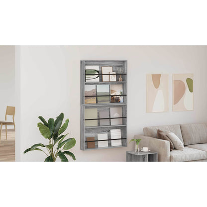 Magazine Rack 2 pcs Grey Sonoma 80 x 12 x 70 cm Engineered Wood