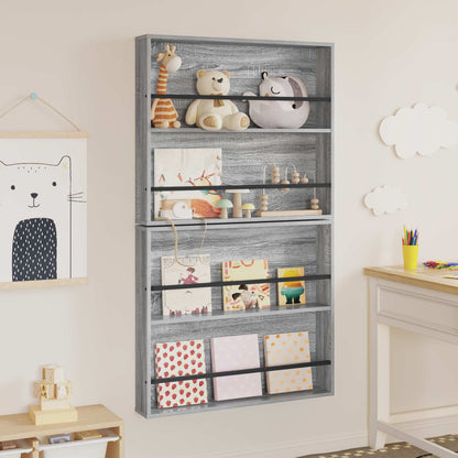 Magazine Rack 2 pcs Grey Sonoma 80 x 12 x 70 cm Engineered Wood
