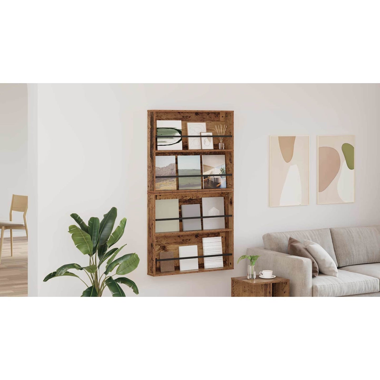 Magazine Rack 2 pcs Old Wood 80 x 12 x 70 cm Engineered Wood